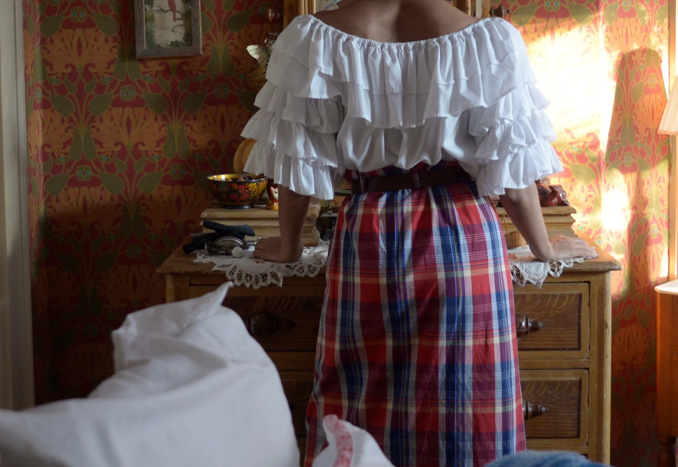 80s cotton plaid wrap skirt // 28-29" waist, tagged US 8
