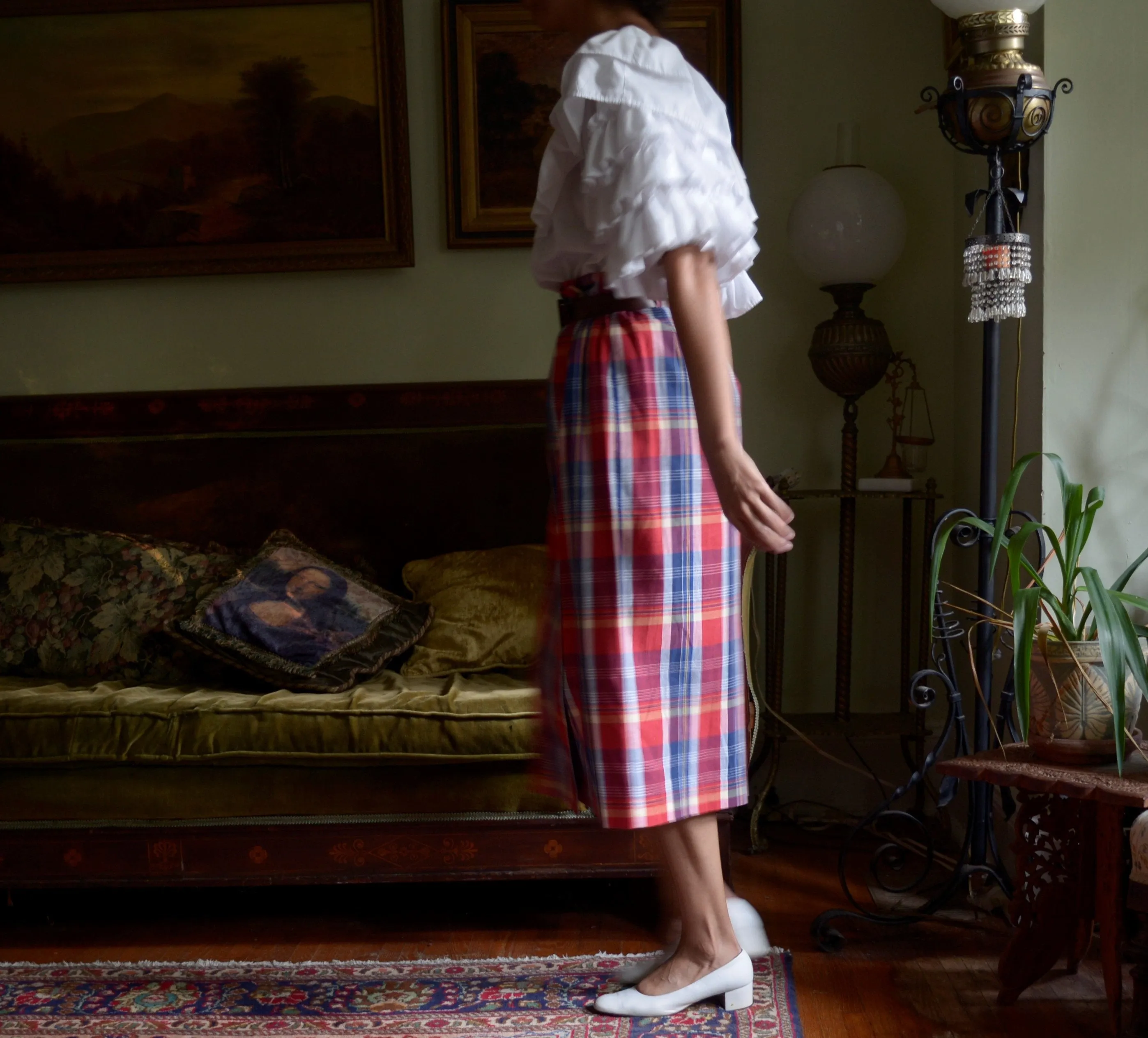 80s cotton plaid wrap skirt // 28-29" waist, tagged US 8