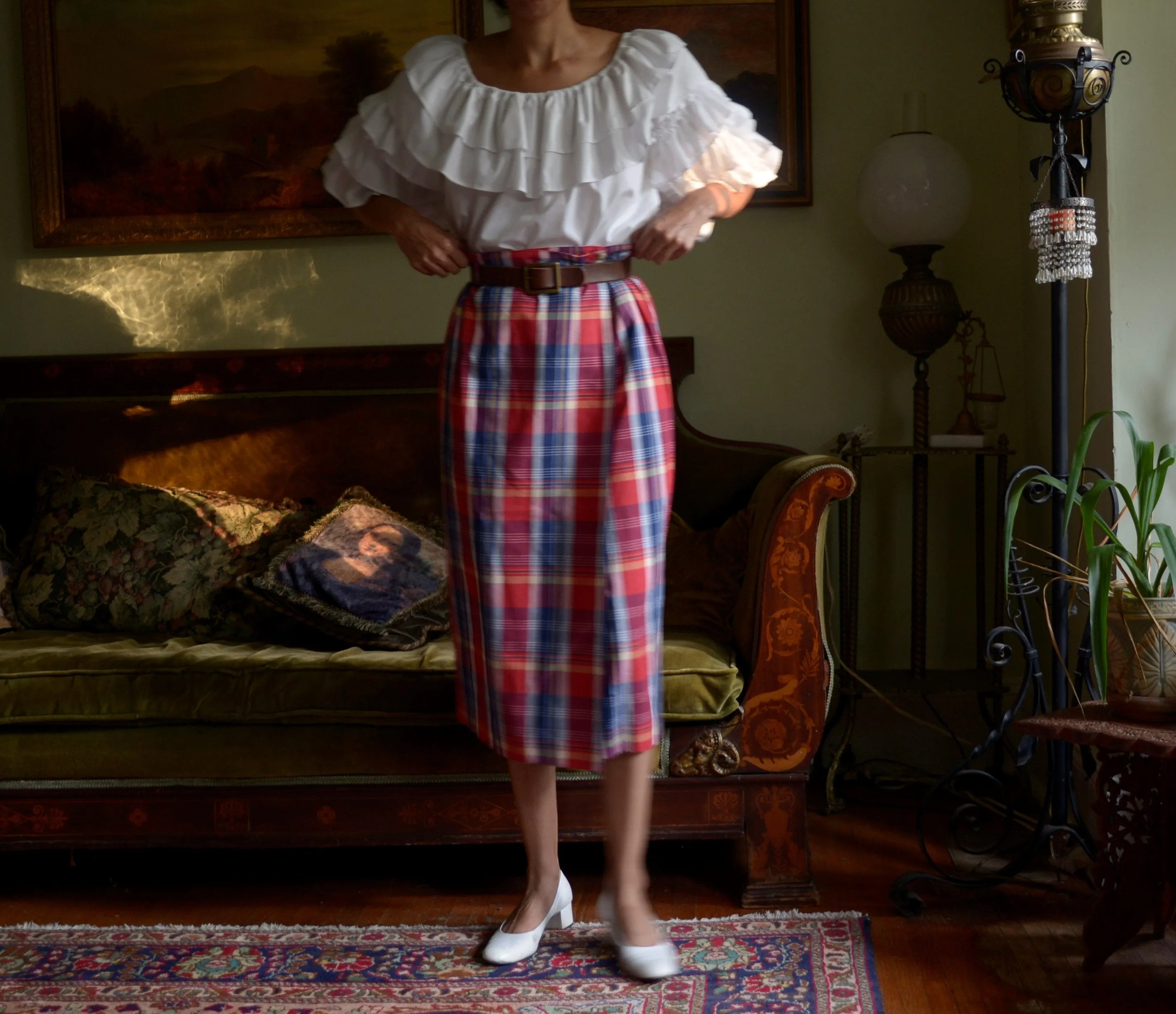 80s cotton plaid wrap skirt // 28-29" waist, tagged US 8
