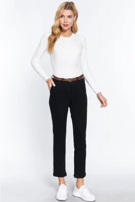 ACTIVE BASIC Cotton-Span Twill Straight Pants