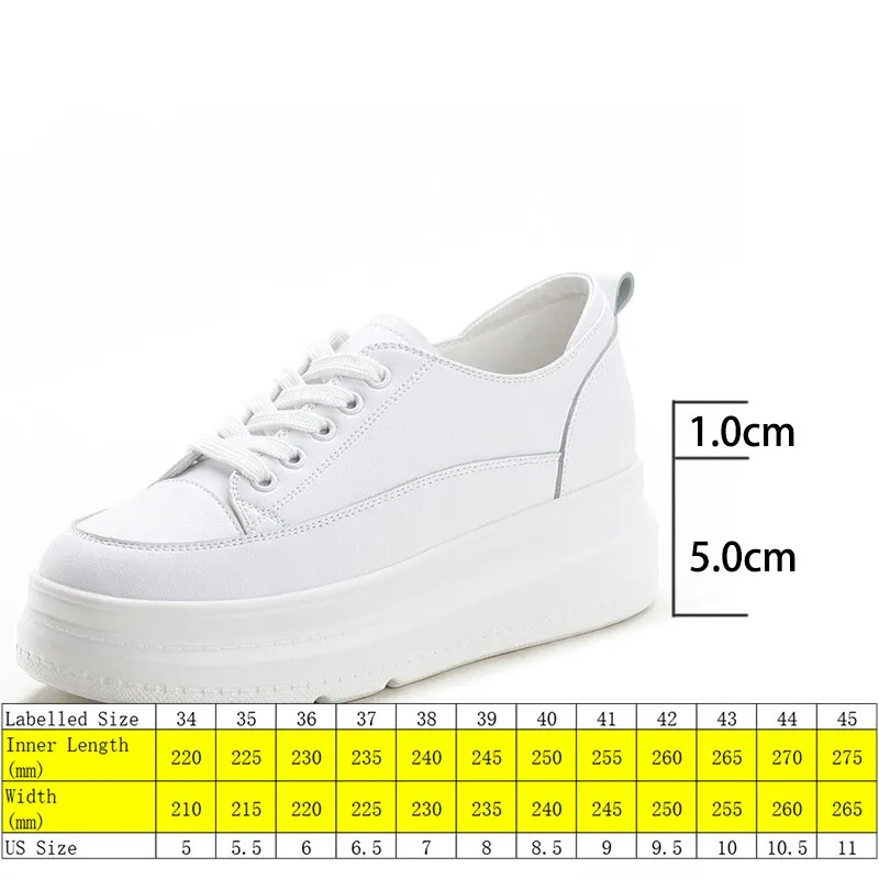 Amozae  6Cm Women Summer Shoes Platform Flats White Genuine Leather Air Mesh Hollow Thick Sole Wedge Heel Zapatos Para Mujer