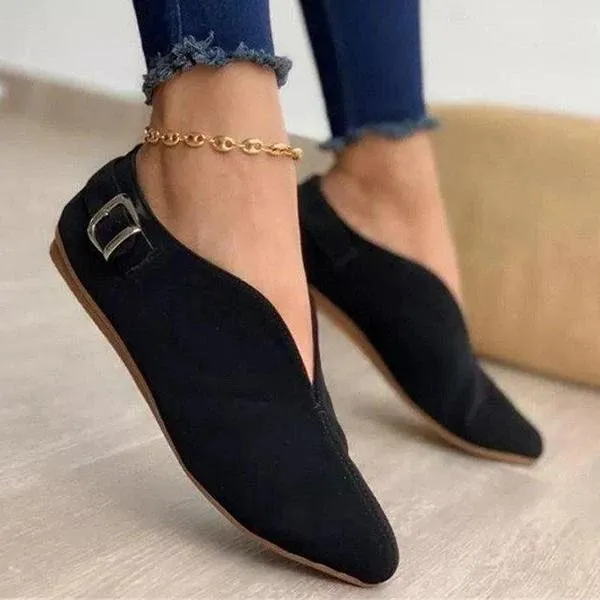 Amozae- Pointed Toe Suede Women Flats Shoes Woman Loafers Summer Fashion Sweet Flat Casual Shoes Women Zapatos Mujer Plus Size35-43