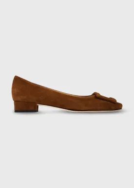 ANN MASHBURN Buckle Shoe in Brown Suede