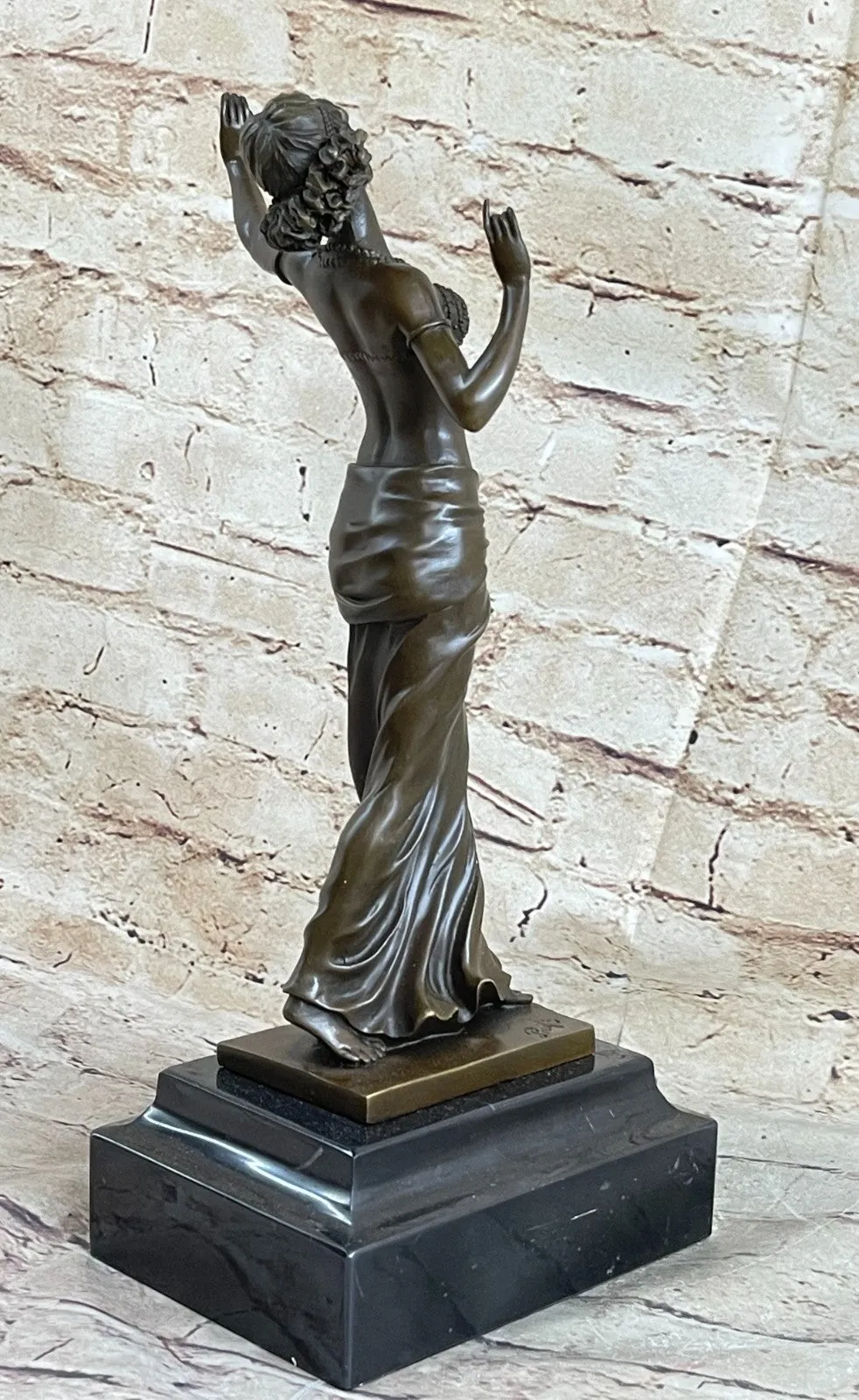 ART NOUVEAU SIGNED BRONZE GYPSY DANCER STATUE  FIGURINE FIGURE SCULPTURE GILT ARTWORK