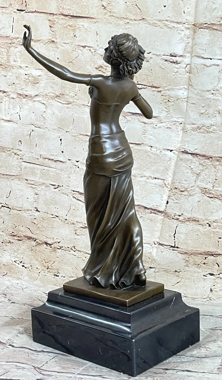 ART NOUVEAU SIGNED BRONZE GYPSY DANCER STATUE  FIGURINE FIGURE SCULPTURE GILT ARTWORK