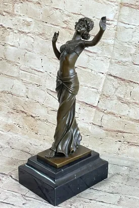 ART NOUVEAU SIGNED BRONZE GYPSY DANCER STATUE  FIGURINE FIGURE SCULPTURE GILT ARTWORK