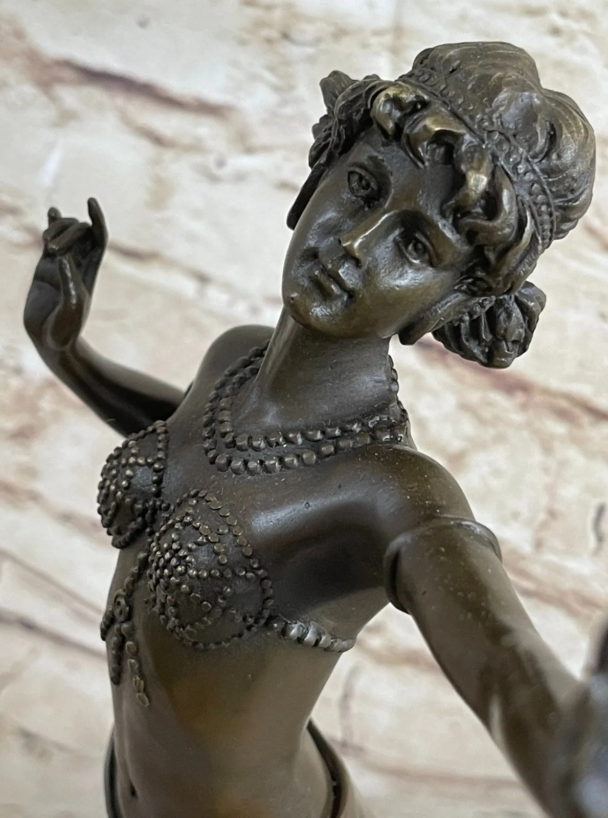 ART NOUVEAU SIGNED BRONZE GYPSY DANCER STATUE  FIGURINE FIGURE SCULPTURE GILT ARTWORK