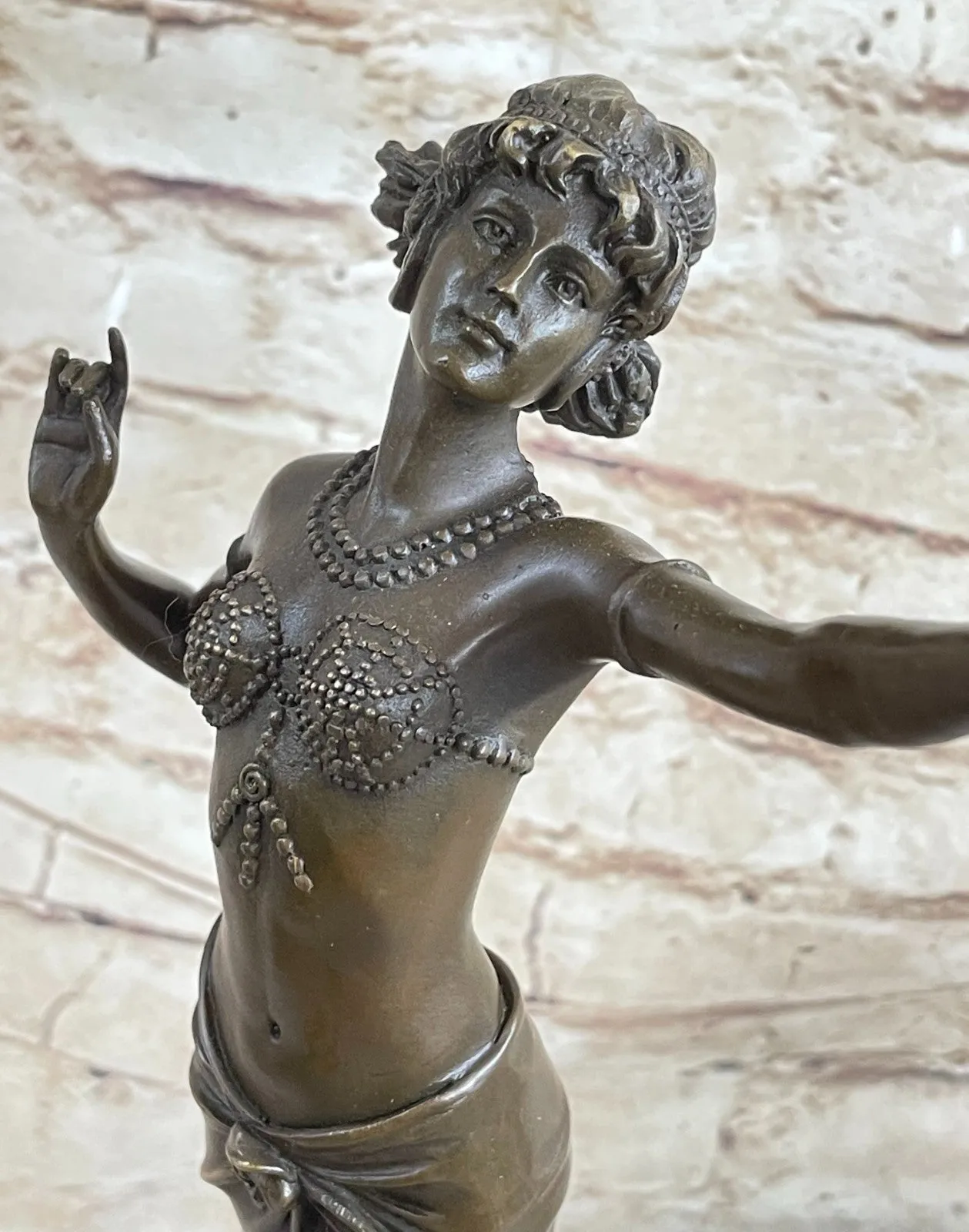ART NOUVEAU SIGNED BRONZE GYPSY DANCER STATUE  FIGURINE FIGURE SCULPTURE GILT ARTWORK