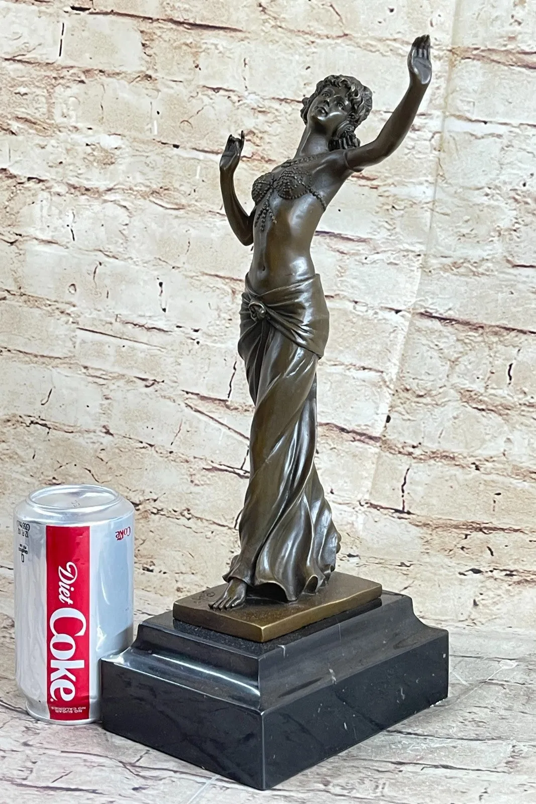 ART NOUVEAU SIGNED BRONZE GYPSY DANCER STATUE  FIGURINE FIGURE SCULPTURE GILT ARTWORK