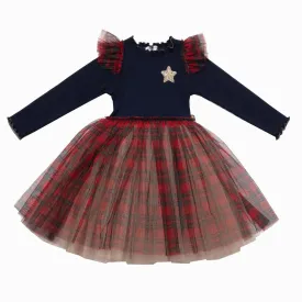Baby Girls Dresses | Checker Frill Tutu Dress- Navy | Petite Hailey