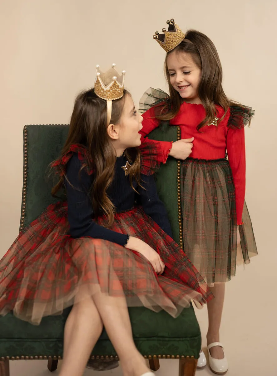 Baby Girls Dresses | Checker Frill Tutu Dress- Navy | Petite Hailey