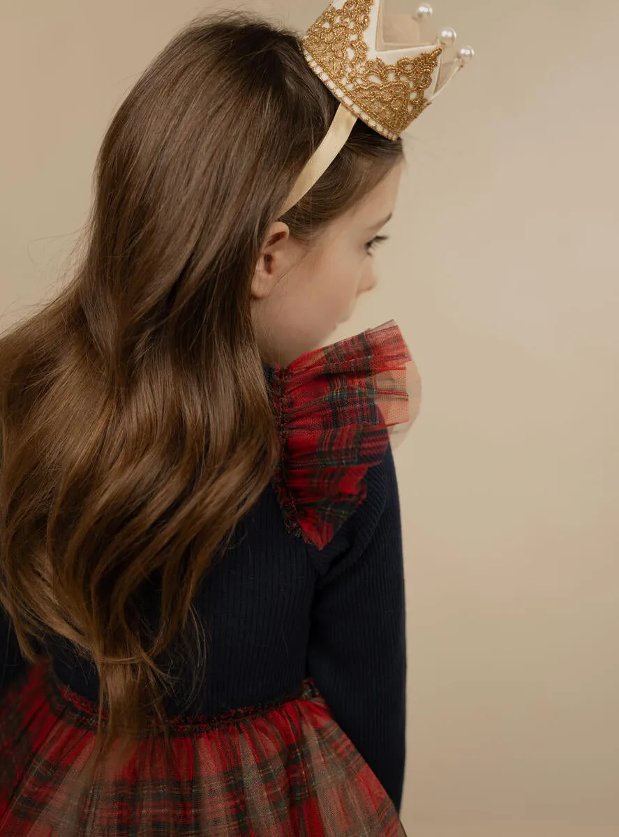 Baby Girls Dresses | Checker Frill Tutu Dress- Navy | Petite Hailey