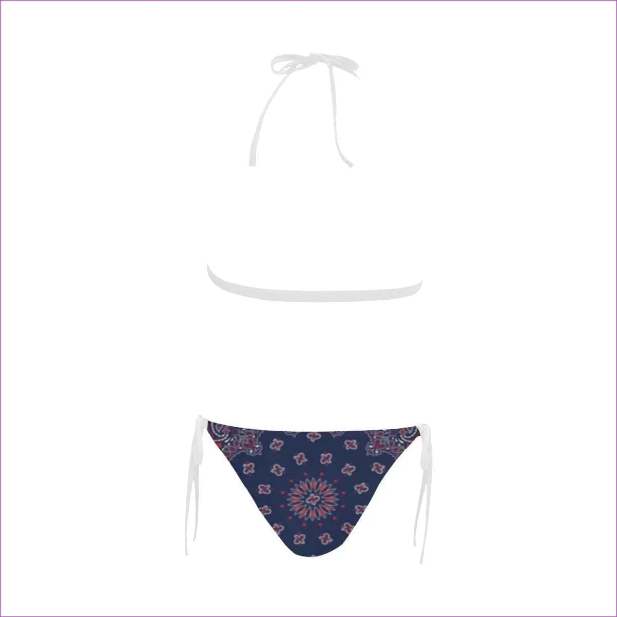 Bandanna Branded Sexy Halter Bikini Swimsuit (Front Buckle)