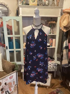 Bebop Navy blue floral Dress with cherries size medium