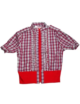 BLACK LIPSTICK Women's Short Sleeve Plaid Blouse Top