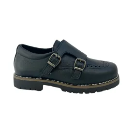 Blublonc Navy Pebbled Chunky Monkstrap Shoe
