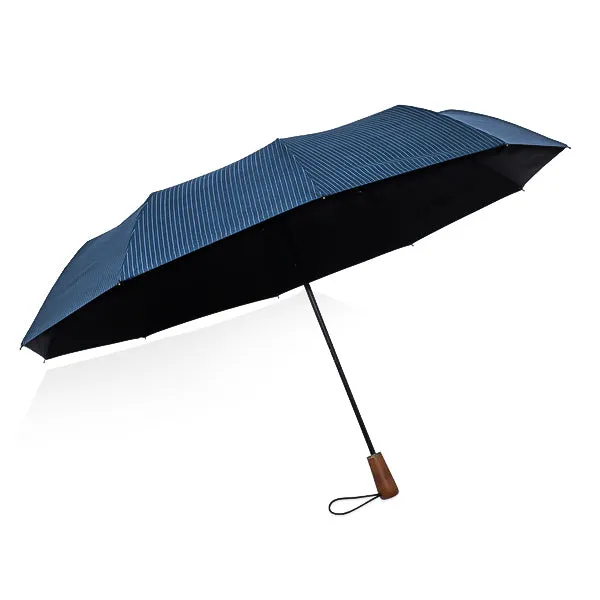 Blue Striped Folding Windproof Umbrella