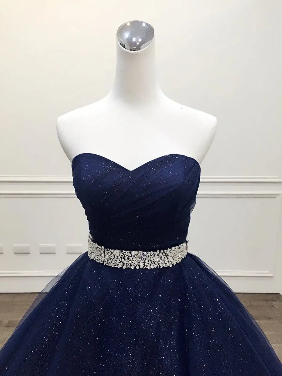 Blue Tulle Long Evening Gown Party Dress Navy Blue Sweet 16 Gown