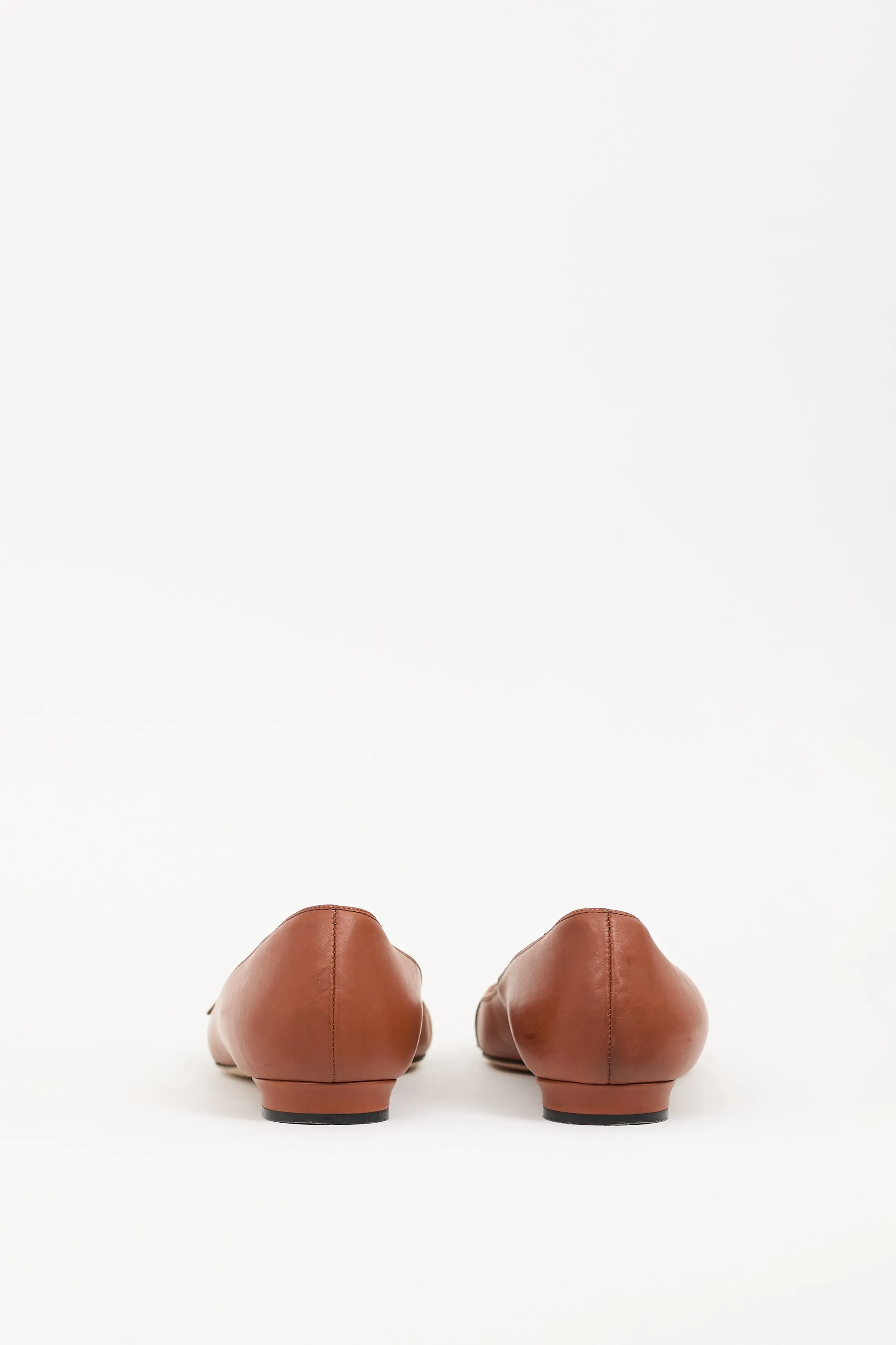Brown Leather Buckle Flat