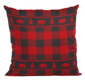 Buffalo Plaid Bear Throw Pillow