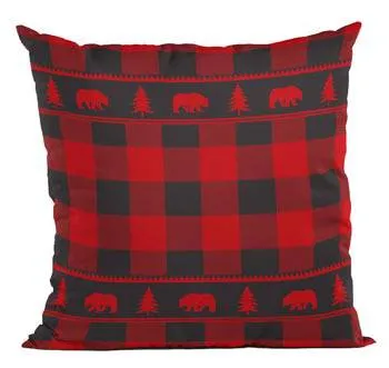 Buffalo Plaid Bear Throw Pillow