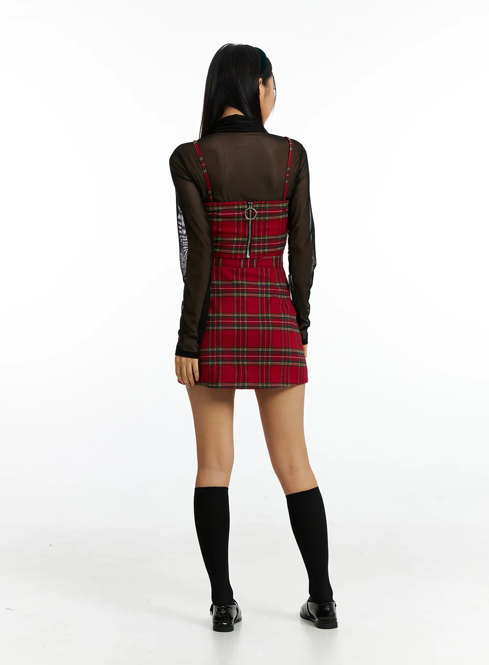 Buttoned Plaid Mini Skirt IN323