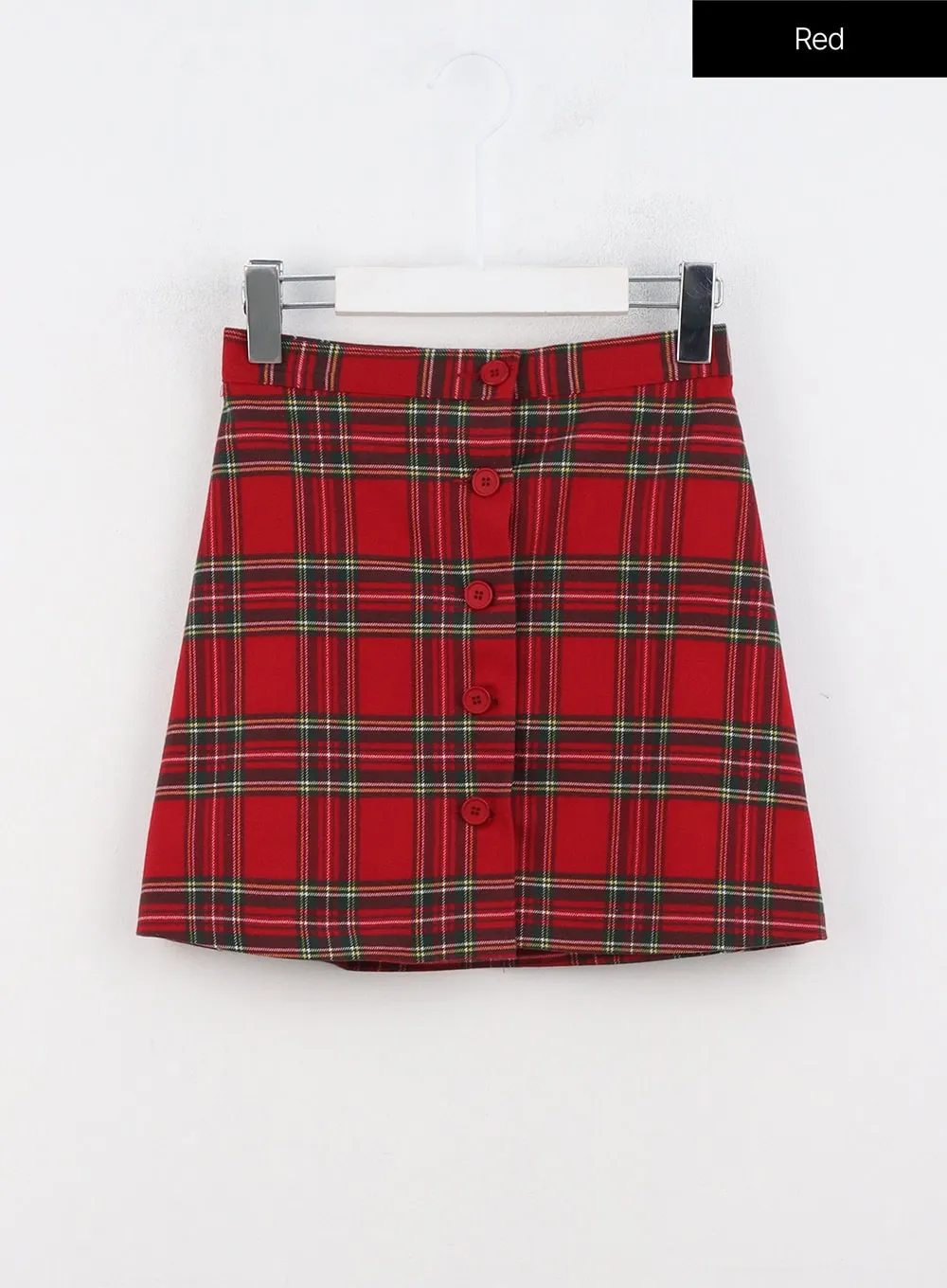 Buttoned Plaid Mini Skirt IN323