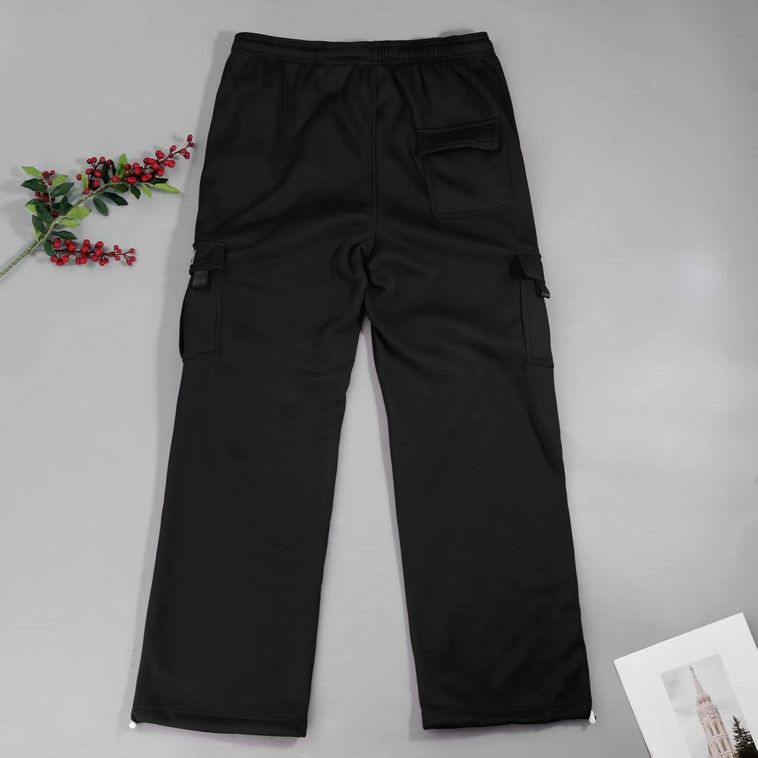 Cargo Sweatpants for Men Baggy Lightweight Athletic Joggers with Pockets Workout Mencomfy Open Bottom Sweat Pants