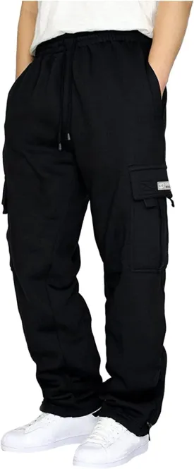 Cargo Sweatpants for Men Baggy Lightweight Athletic Joggers with Pockets Workout Mencomfy Open Bottom Sweat Pants