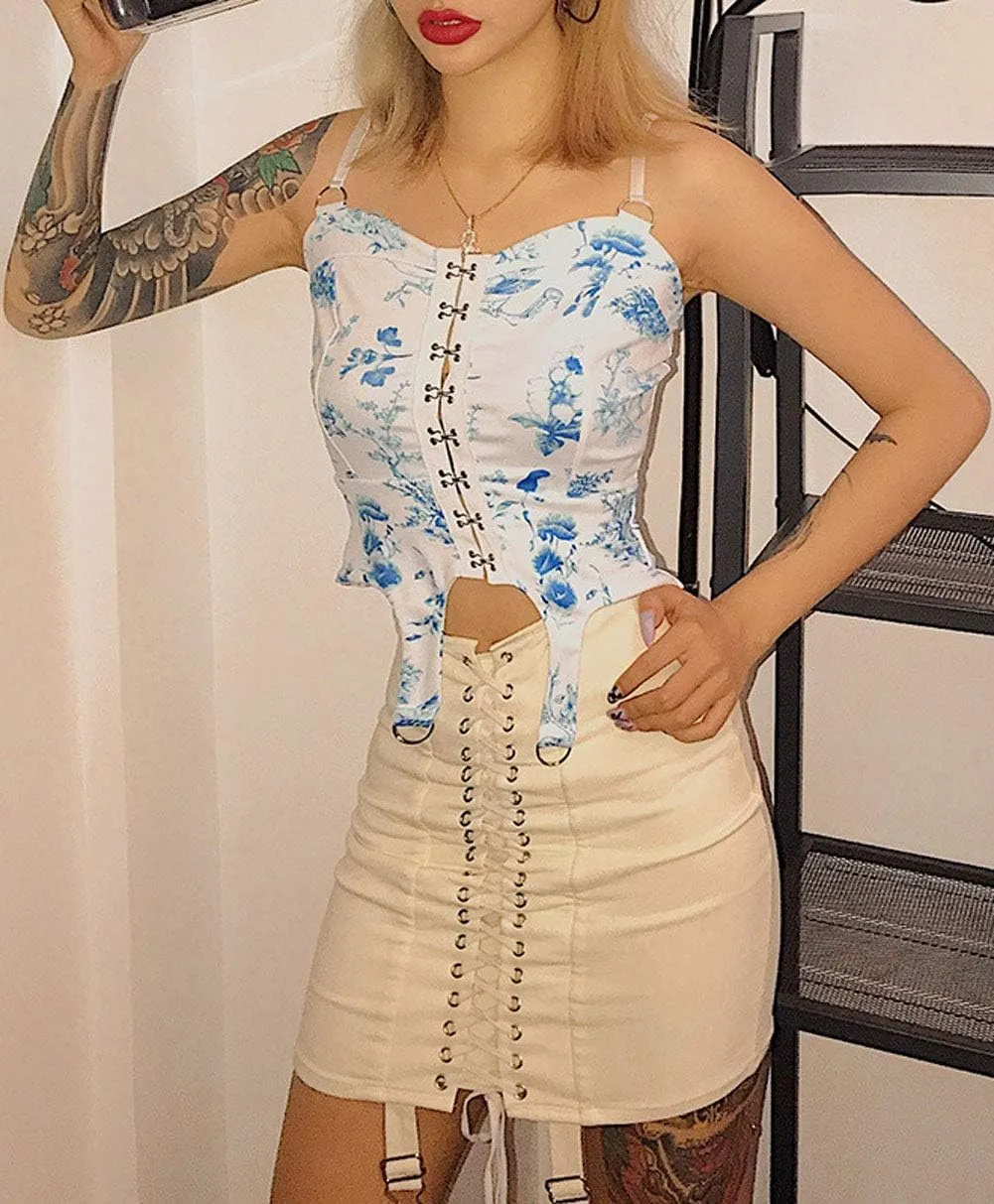 CHARTOU Women's Slim Fit High Waist Lace Up Bandage Mini Pencil Tube Skirt