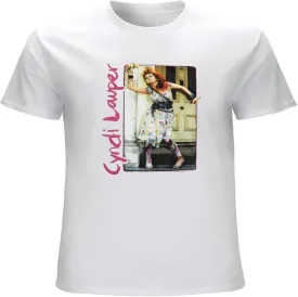 Cindy Lauper Painted Dress & Tights Doorway Photo Men's T Shirt Unisex Clothing Casual Graphic Tops White