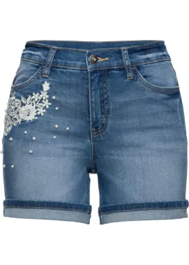 Denim shorts with Bodyflirt decor, blue