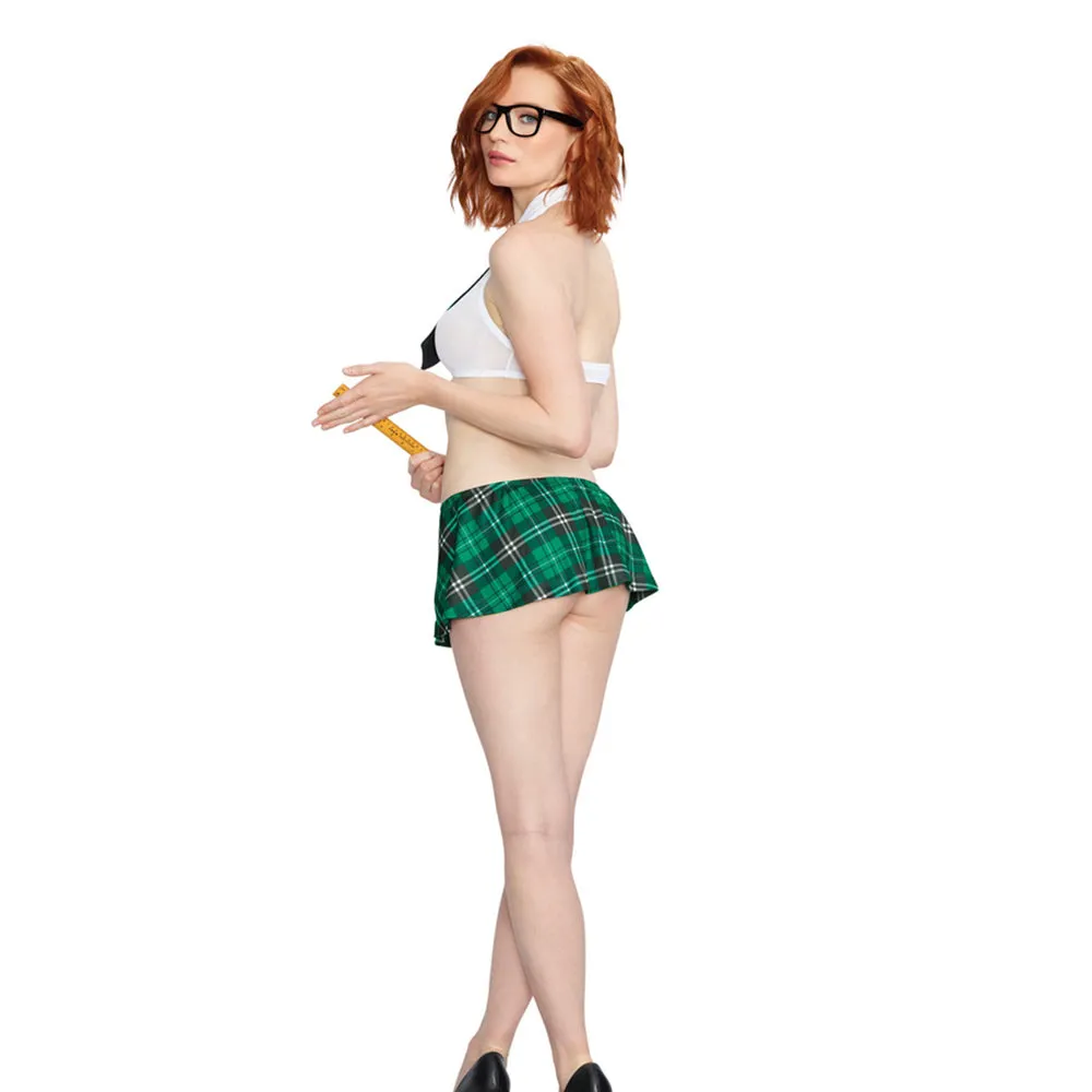 Dreamgirl Stretched Mesh Schoolgirl Halter Crop Top Costume O/S