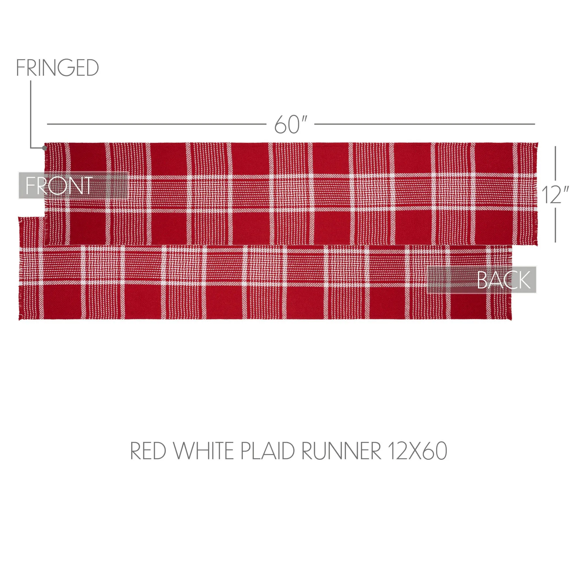 Eston Red White Plaid Runner Fringed