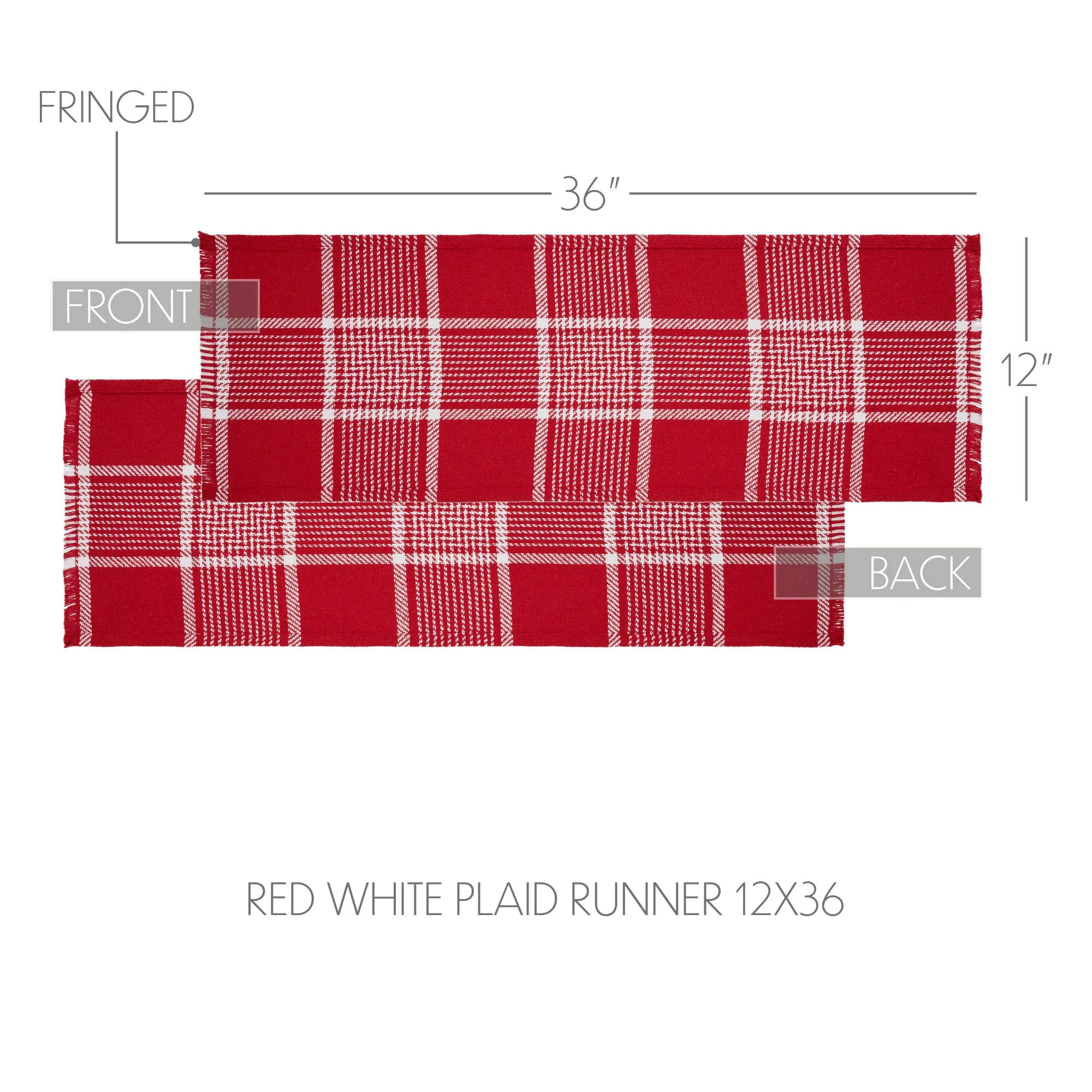 Eston Red White Plaid Runner Fringed