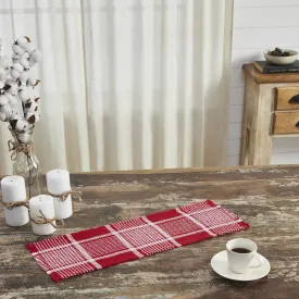 Eston Red White Plaid Runner Fringed