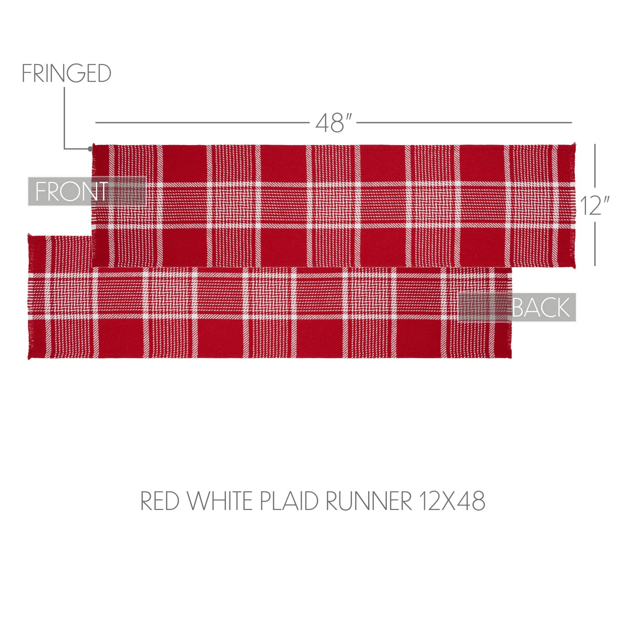 Eston Red White Plaid Runner Fringed