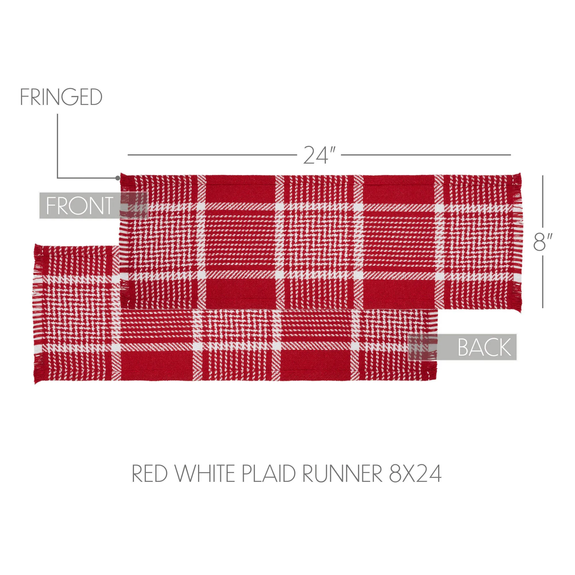 Eston Red White Plaid Runner Fringed