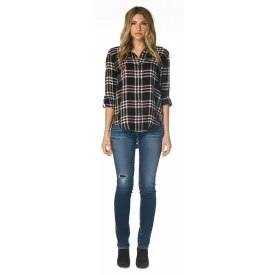 Evan Wine Plaid Top