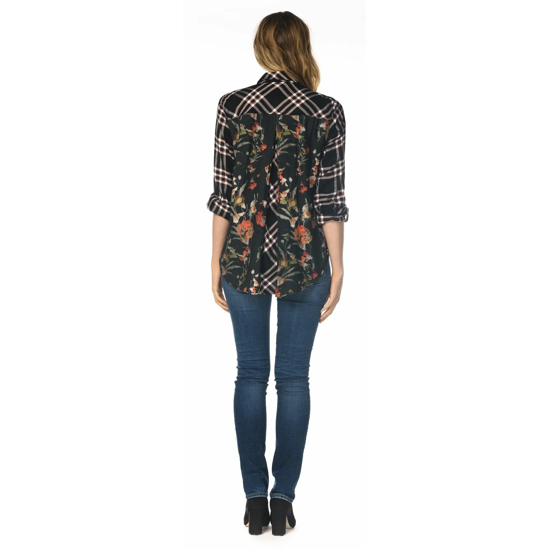 Evan Wine Plaid Top