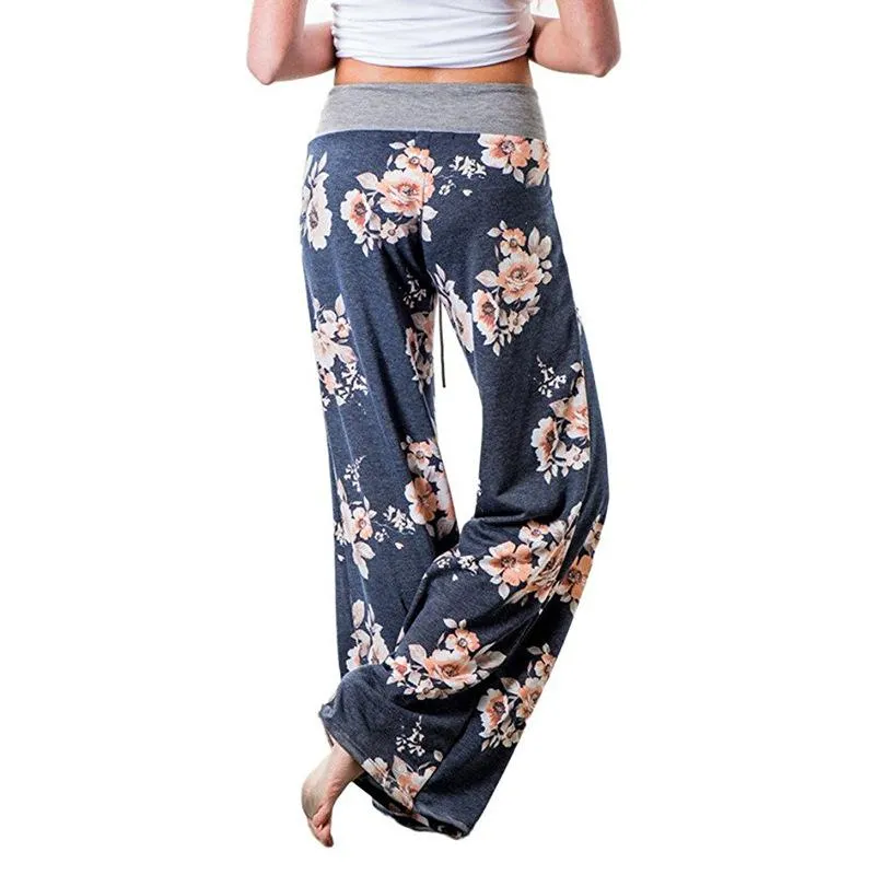 Fashion Printed Loose Straight Lace Trousers