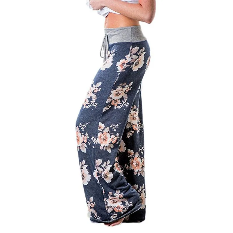 Fashion Printed Loose Straight Lace Trousers