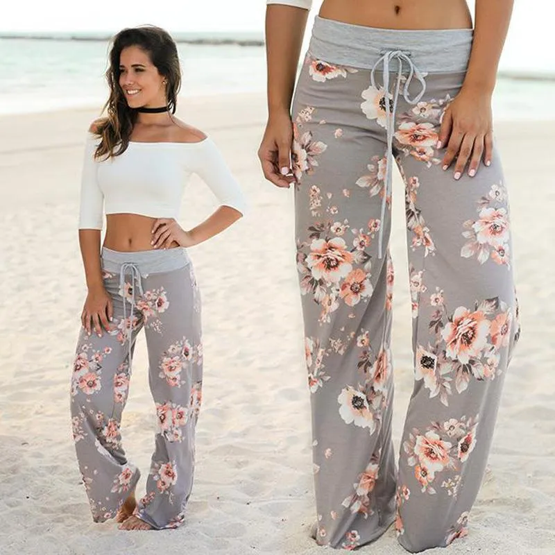 Fashion Printed Loose Straight Lace Trousers