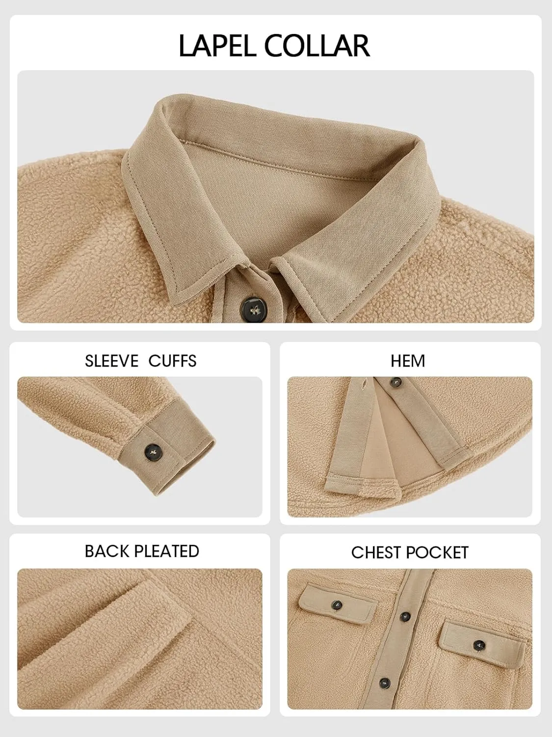 Fisoew Womens Oversized Long Sleeve Button Down Shirt Jacket Soft Comfy Casual Shacket Coats with Pockets