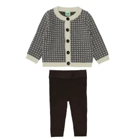 FUB NORDIC CARDIGAN - ECRU/DARK NAVY/AMBER LEGGING SET
