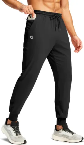 G Gradual Men's 28"/30"/32" Inseam Tall Joggers with Zipper Pockets Workout Track Pants Stretch Athletic Sweatpants for Men Track Pants Stretch Athletic Sweatpants for Men(Black,28-M)