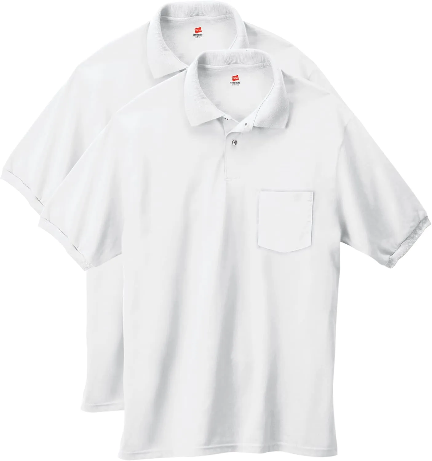 Hanes Men's Short-Sleeve Jersey Pocket Polo (Pack of 2), White, 3X-Large
