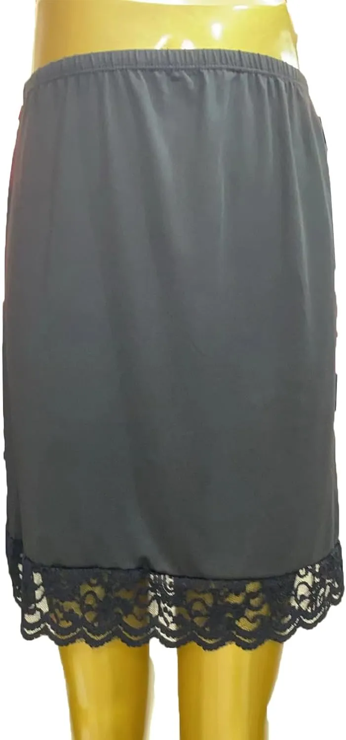 HGps8w Half Slips for Women Underskirt Short Lace Trim Knee Length Solid Color Half Slip
