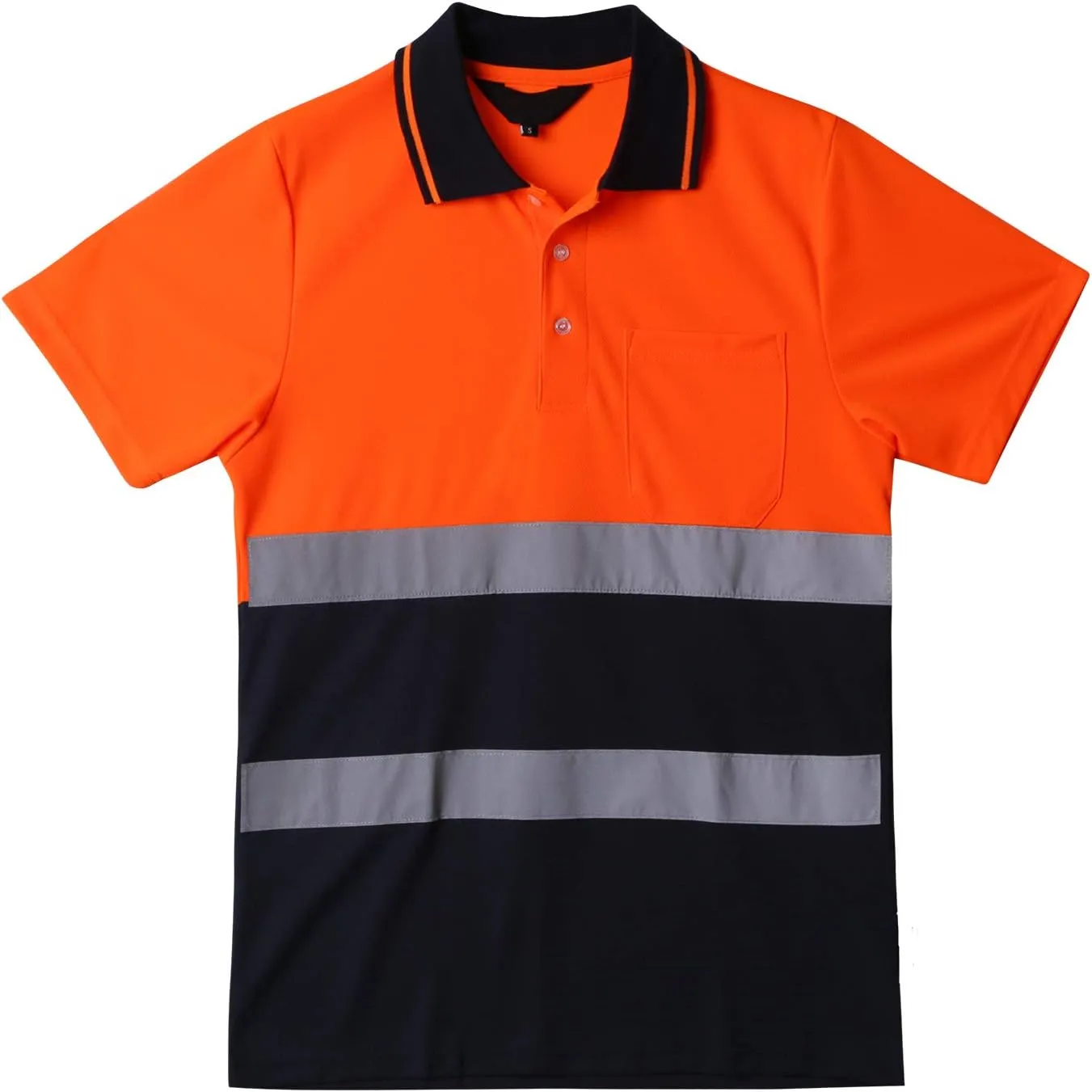 Hi Vis Safety Shirt for Men Short Sleeve Orange Navy Yellow Navy Construction Work Shirts Reflective Safety Polo Shirt