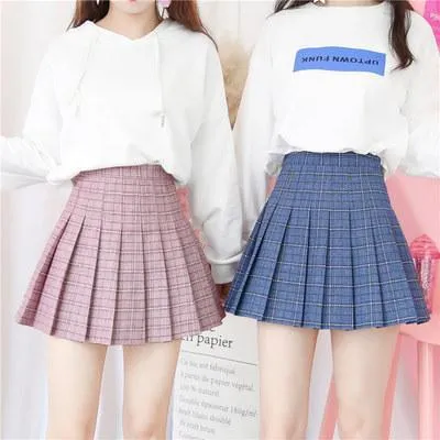 High Waist Colorful Plaid With Shorts School Skirt